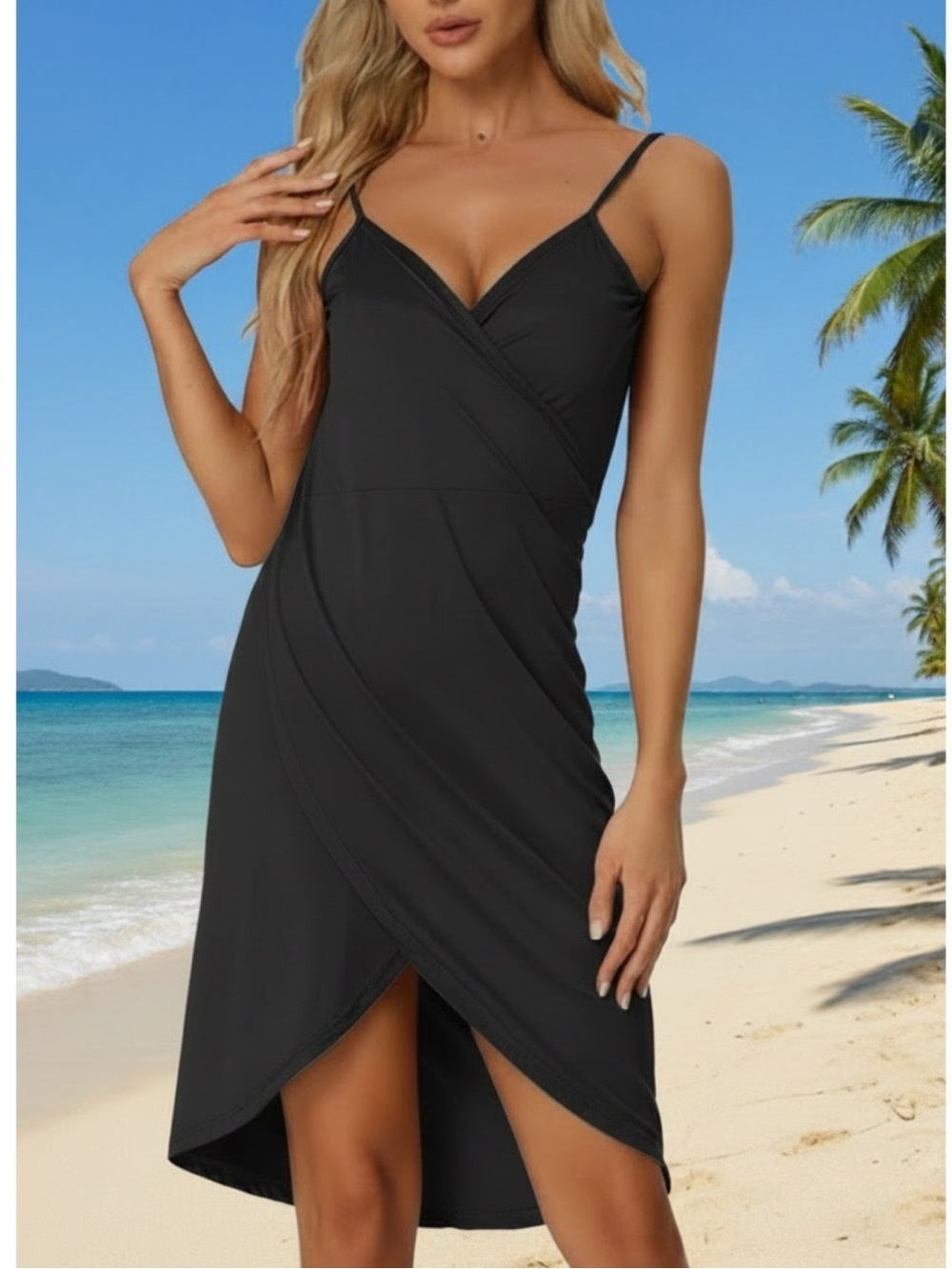 Black Wrap Around Coverup/Dress • NWT